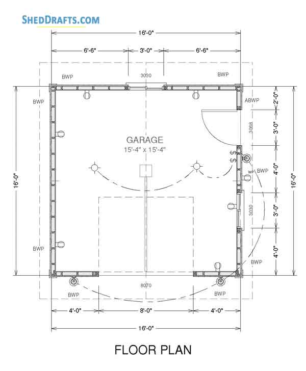 16x16 Gable Storage Shed Plans Blueprints 03 Floor Framing Plan