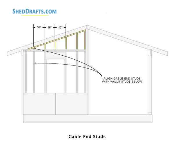 16x16 Large Garden Shed Building Plans Blueprints 10 Gable End Studs