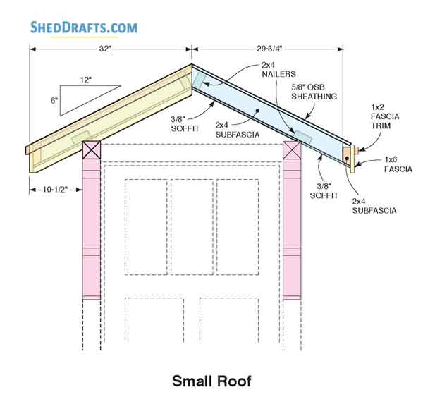 16x20 Gable Garage Shed Plans Blueprints 09 Small Roof Door Dormer
