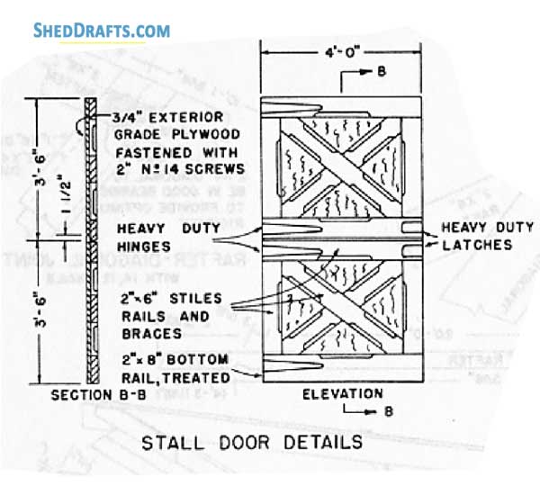 17 Stall Horse Barn Plans Blueprints 04 Stall Door Details