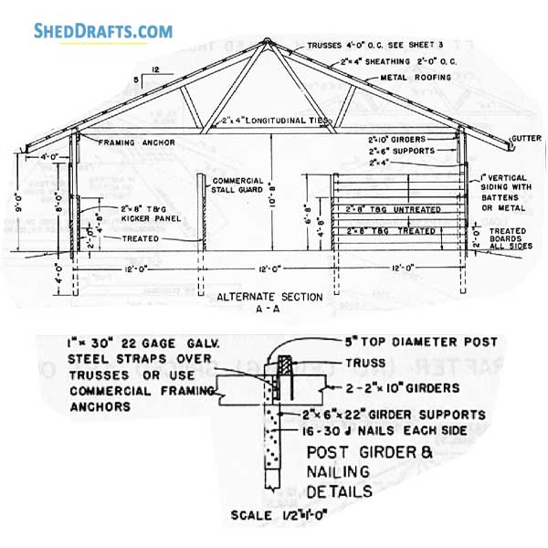 17 Stall Horse Barn Plans Blueprints 07 Wall Details