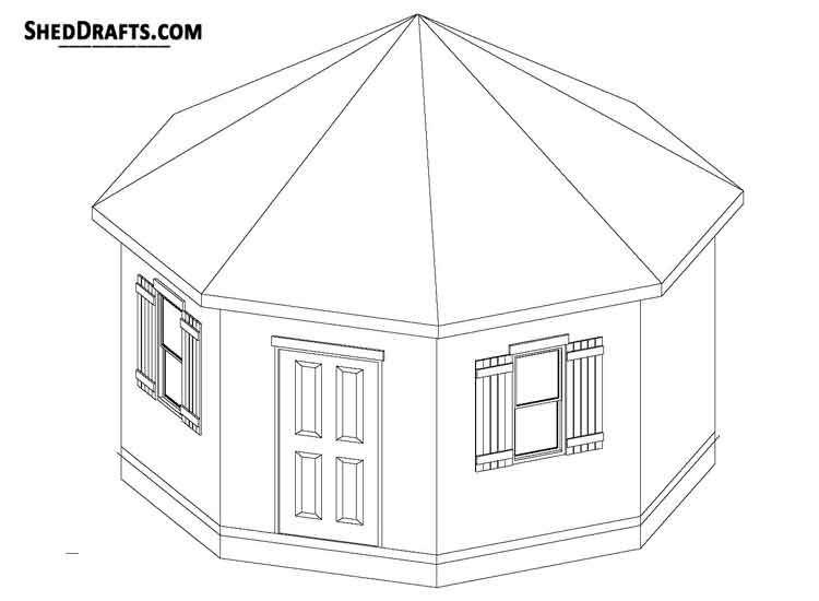 18×18 Octagon Shed Crafting Plans Blueprints To Craft 