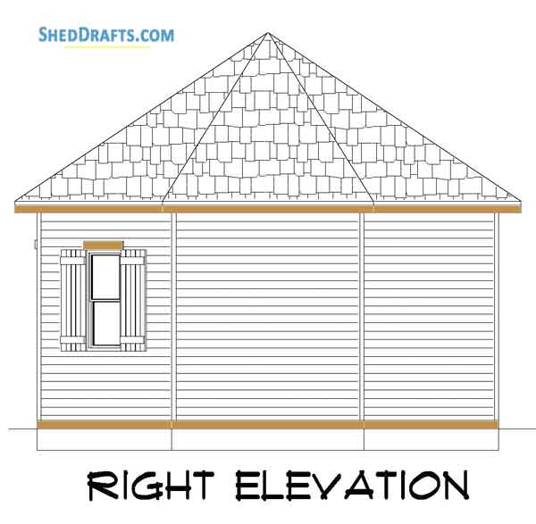 18x18 Octagon Shed Crafting Plans Blueprints 04 Right Elevation