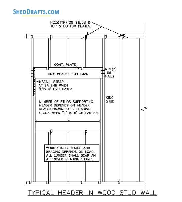 18x22 Detached Garage Building Plans Blueprints 05 Wall Header Wood Stud