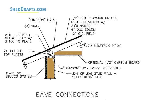 18x22 Detached Garage Building Plans Blueprints 07 Eave Connections