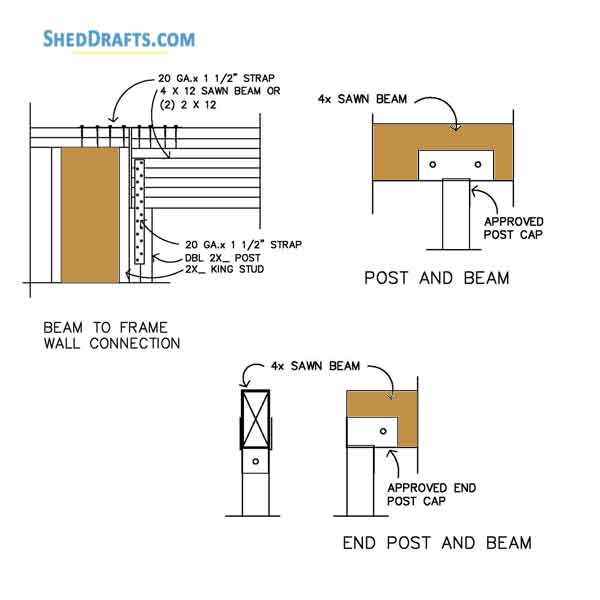 18x22 Detached Garage Building Plans Blueprints 08 Post Beam Framing