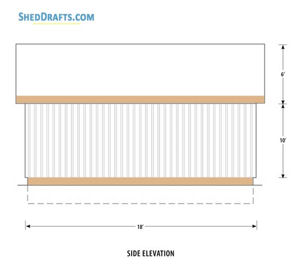 18x24 Garage Workshop Shed Plans Blueprints 05 Side Elevation