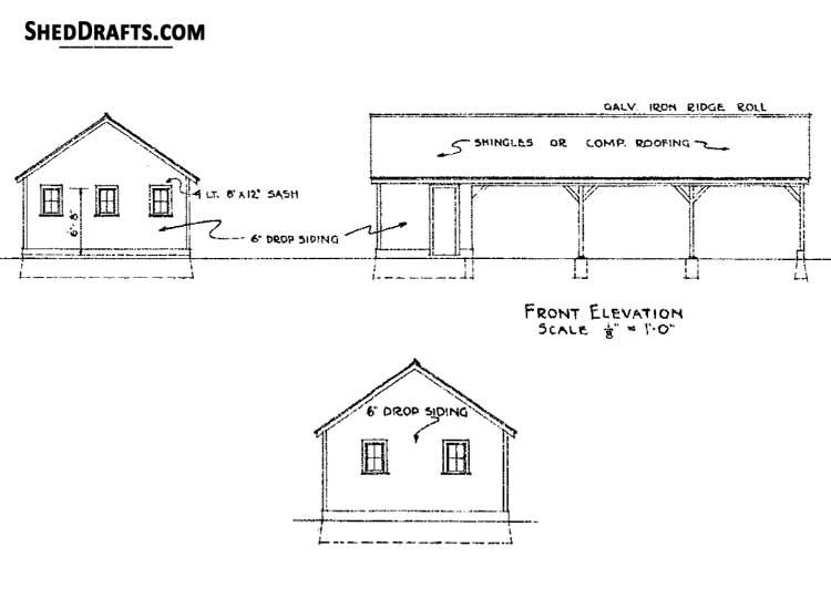 18x46 Gable Workshop Shed Plans Blueprints 00 Draft Design