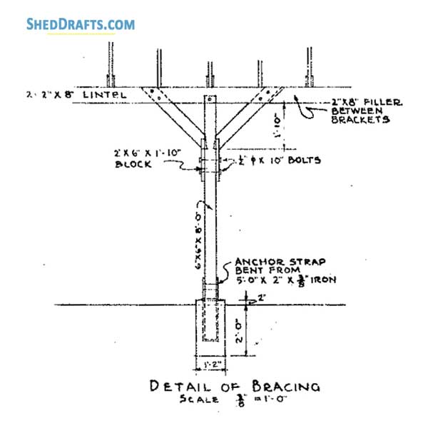 18x46 Gable Workshop Shed Plans Blueprints 05 Bracing Detail