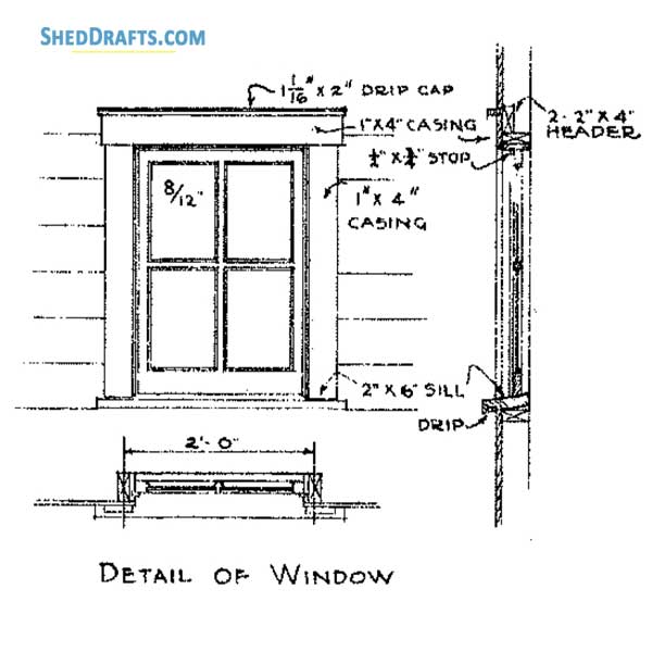 18x46 Gable Workshop Shed Plans Blueprints 06 Window Detail
