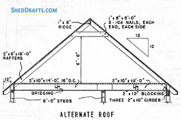 2 Stall Horse Barn With Tack Room Plans Blueprints 05 Rafter Layout