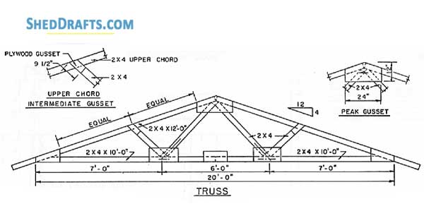 2 Stall Horse Stable Plans Blueprints 05 Rafter Truss Layout