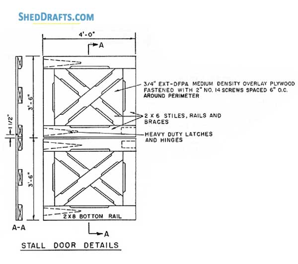 2 Stall Horse Stable Plans Blueprints 09 Stall Door Details