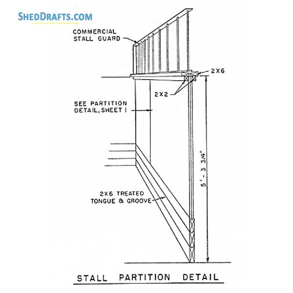 2 Stall Horse Stable Plans Blueprints 12 Stall Partition Detail