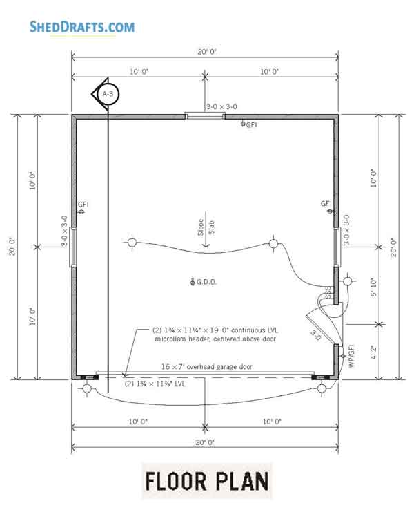 20x20 Two Car Garage Shed Plans Blueprints 01 Floor Framing Plan
