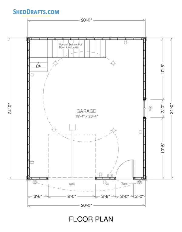 20x24 Gambrel Roof Barn Shed Plans Blueprints 02 Floor Plan