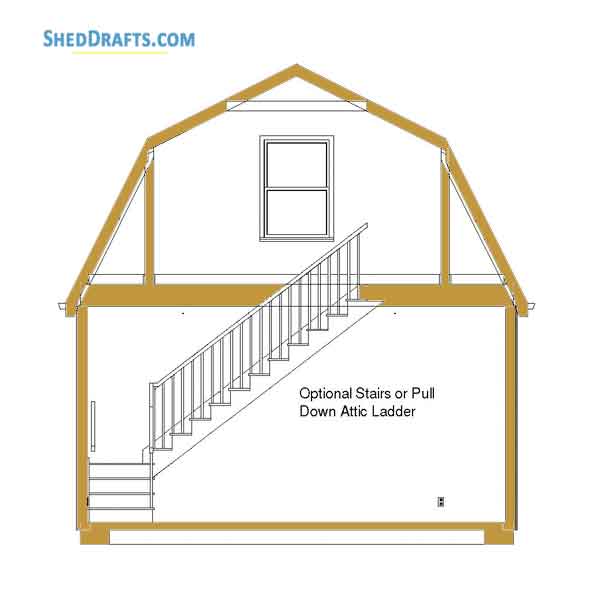 20x24 Gambrel Roof Barn Shed Plans Blueprints 07 Stair Layout