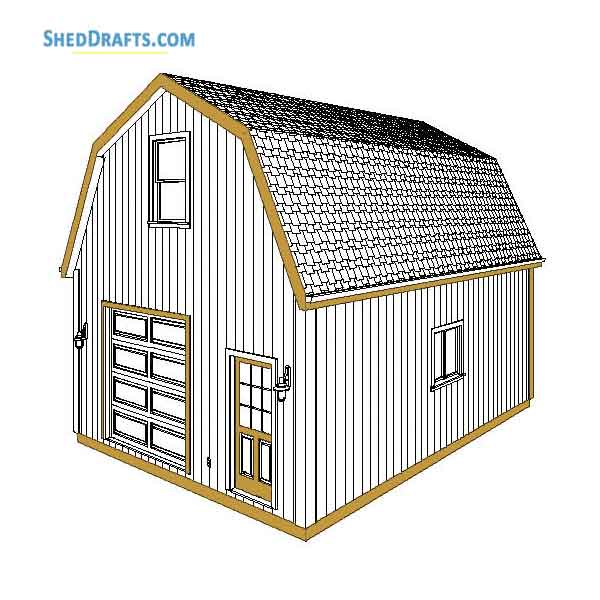 20×24 Gambrel Roof Barn Shed Plans Blueprints For Making 