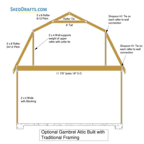 20x24 Gambrel Roof Barn Shed Plans Blueprints 13 Truss Layout