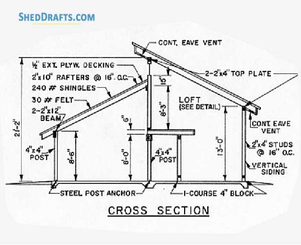20x46 Carport Shed Plans Blueprints 01 Building Section