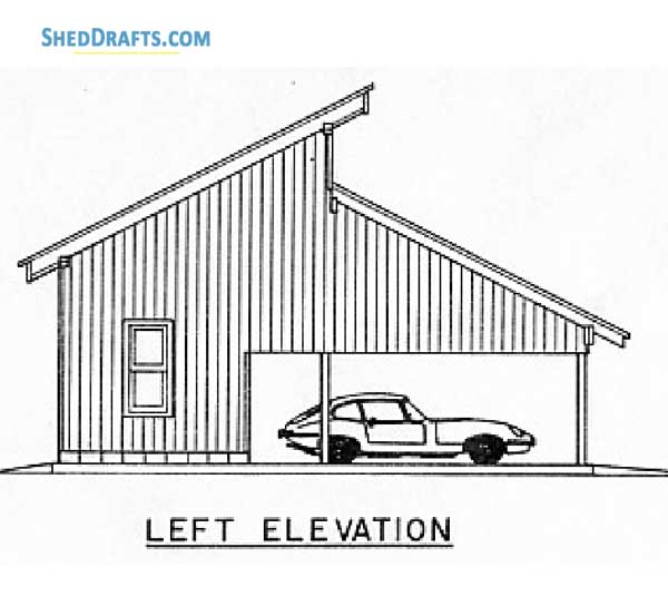 20x46 Carport Shed Plans Blueprints 07 Left Elevations