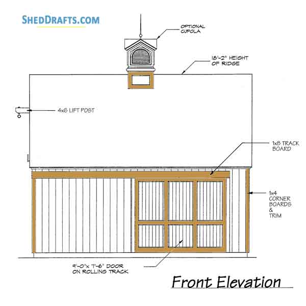 21x22 Pole Frame Barn Shed Plans Blueprints 01 Front Elevation