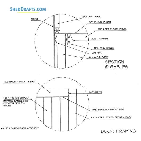 21x22 Pole Frame Barn Shed Plans Blueprints 09 Door Frame Detail