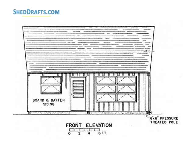 22x24 Cabin Loft Building Plans Blueprints 01 Front Elevation