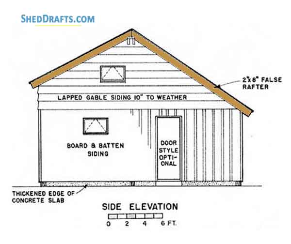 22x24 Cabin Loft Building Plans Blueprints 02 Side Elevation