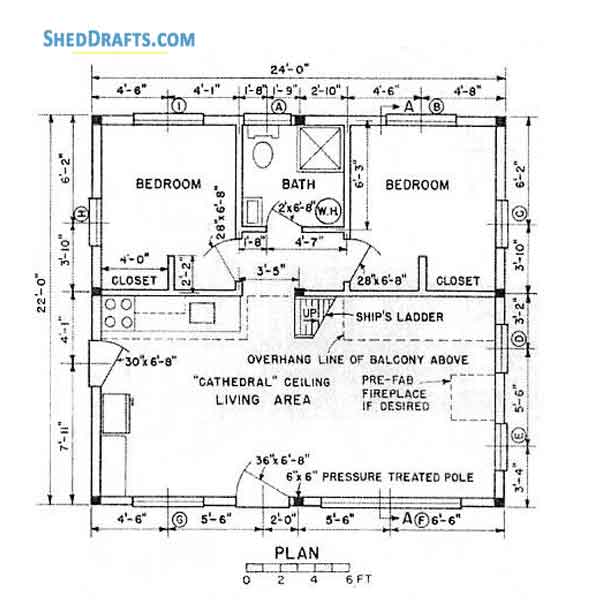 22x24 Cabin Loft Building Plans Blueprints 05 Floor Framing Plan