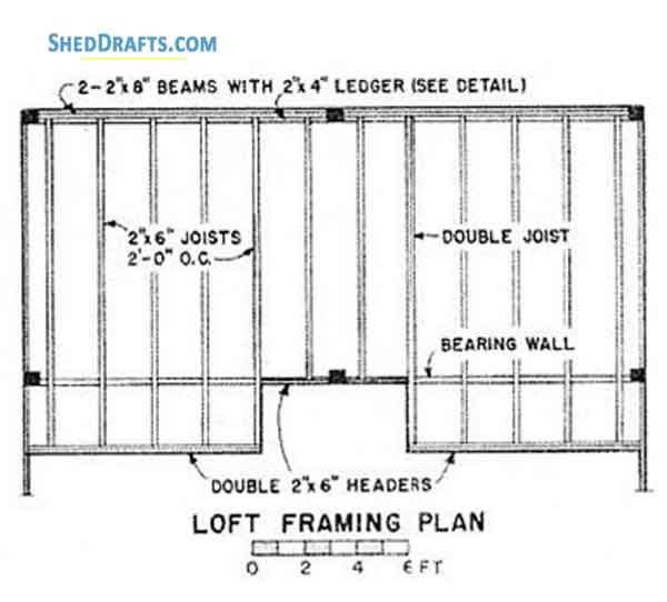 22x24 Cabin Loft Building Plans Blueprints 08 Loft Framing Plan