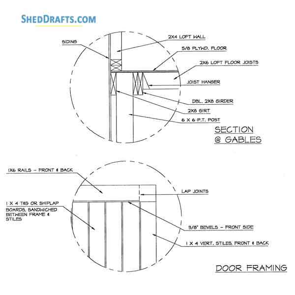 22x28 Pole Frame Garage Shed Plans Blueprints 09 Door Frame Detail