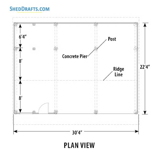 22x30 Timber Frame Garage Shed Plans Blueprints 02 Foundation Layout