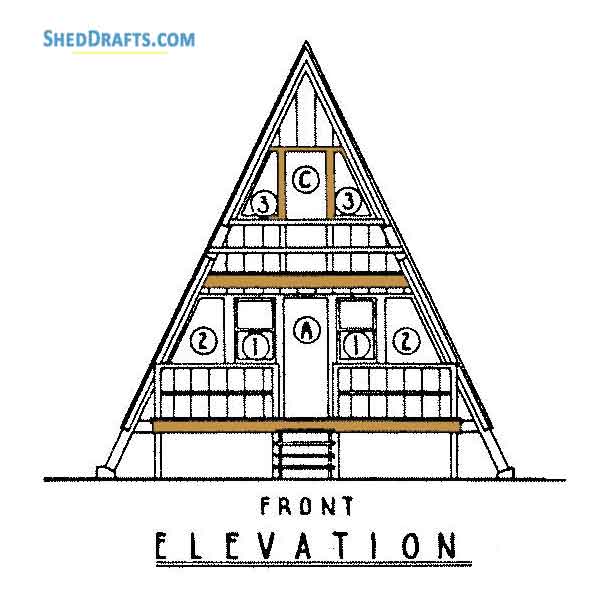 24x24 A Frame Cabin Shed Plans Blueprints 01 Front Elevation