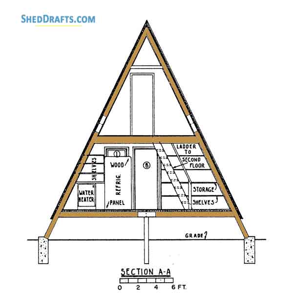 24x24 A Frame Cabin Shed Plans Blueprints 03 Building Section