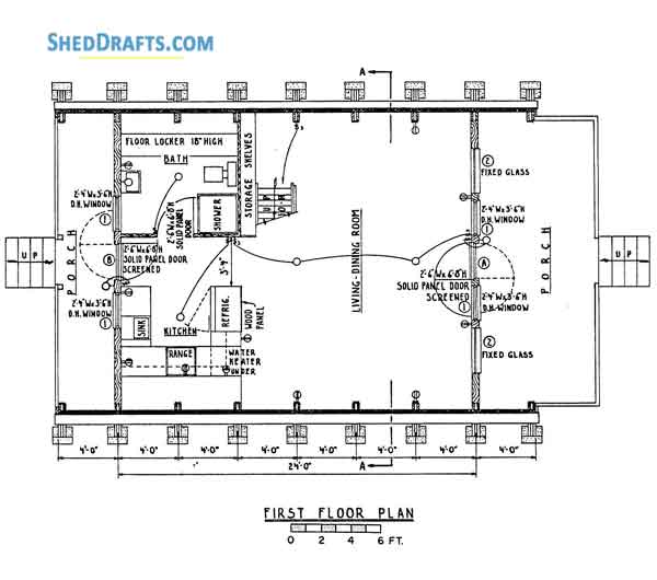 24x24 A Frame Cabin Shed Plans Blueprints 04 First Floor Plan