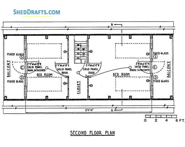 24x24 A Frame Cabin Shed Plans Blueprints 05 Second Floor Plan