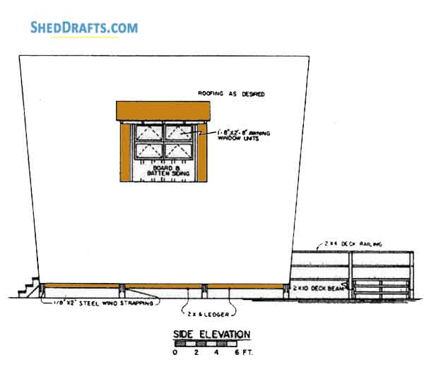 24x24 A Frame Shed Plans Blueprints 07 Side Elevation