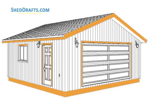 24x24 Gable Garage Shed Building Plans Blueprints 07 Siding Trim
