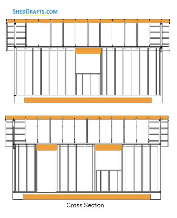 24x24 Gable Garage Shed Building Plans Blueprints 09 Side Wall Framing