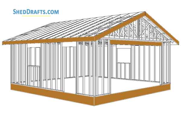 24x24 Gable Garage Shed Building Plans Blueprints 11 Framing Detail
