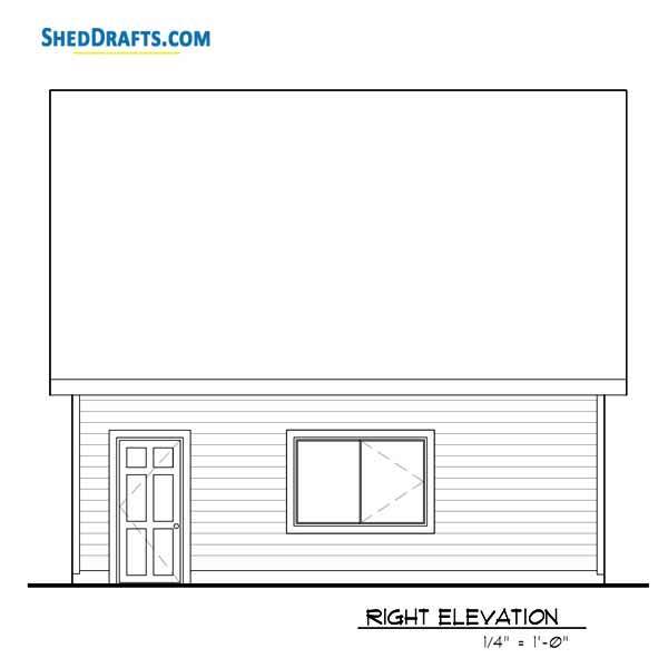 24x24 Two Car Garage Loft Plans Blueprints 05 Right Elevations