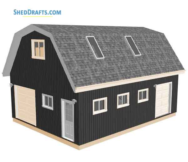 24x32 Gambrel Barn Shed Plans Blueprints 01 Building Section