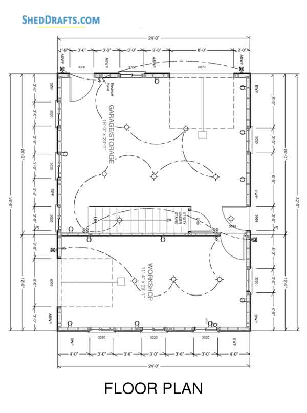 24x32 Gambrel Barn Shed Plans Blueprints 02 Floor Plan