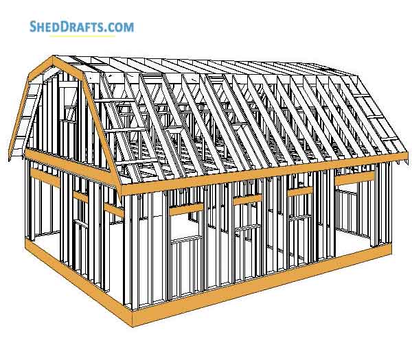 24×32 Gambrel Barn Shed Plans Blueprints To Design Large 
