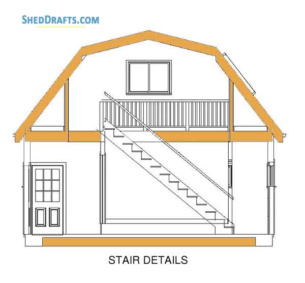 24x32 Gambrel Barn Shed Plans Blueprints 11 Stair Details