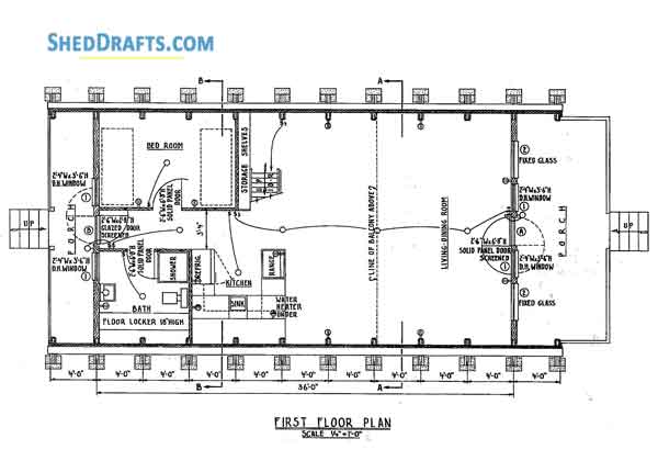 24x36 A Frame Cabin Shed Plans Blueprints 02 First Floor Plan