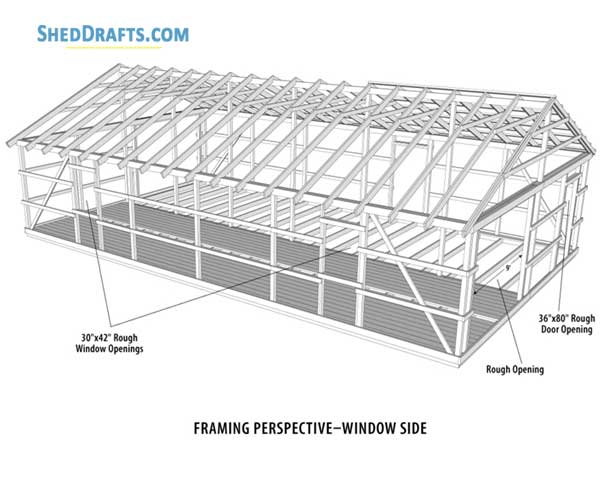 24x40 Livestock Shed Plans Blueprints 04 Right Side Framing Layout