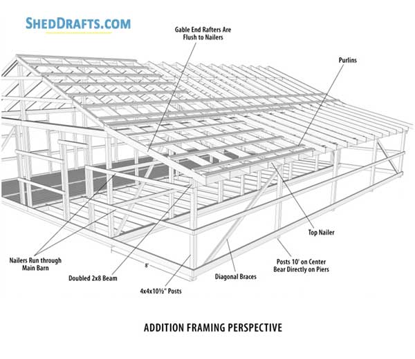 24x40 Livestock Shed Plans Blueprints 05 Left Side Framing Layout