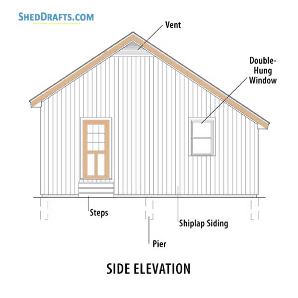 24x48 Pole Frame 3 Car Garage Workshop Shed Plans Blueprints 07 Side Elevation